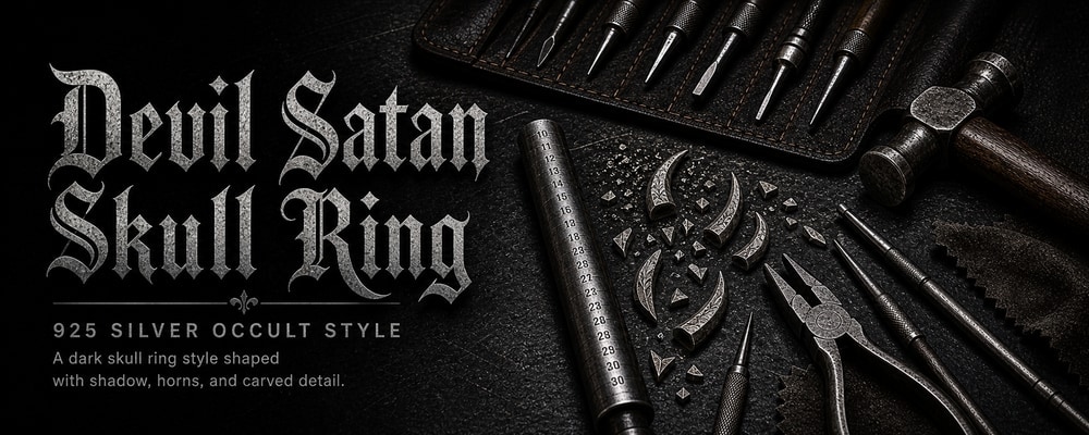 Devil Satan Skull Ring MENSSKULL silver jewelry making tools banner