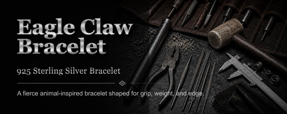 Eagle Claw Bracelet 925 sterling silver bracelet dark silversmith tools banner