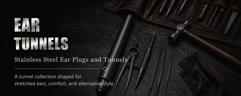 ear tunnels stainless steel and body jewelry materials depending on option metalsmith tools workshop banner