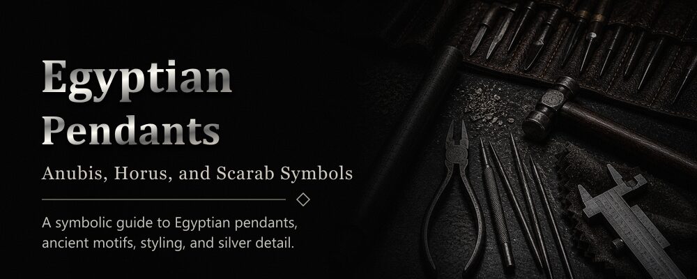 Egyptian pendants guide featured image with silver jewelry workshop tools