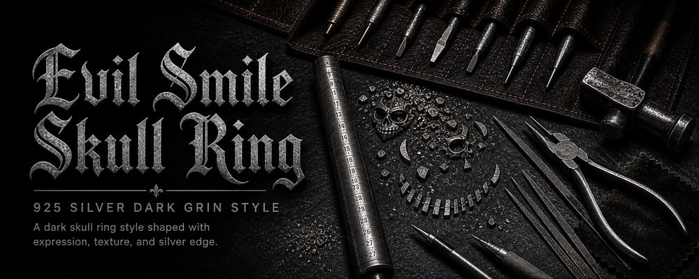 Evil Smile Skull Ring MENSSKULL silver jewelry making tools banner
