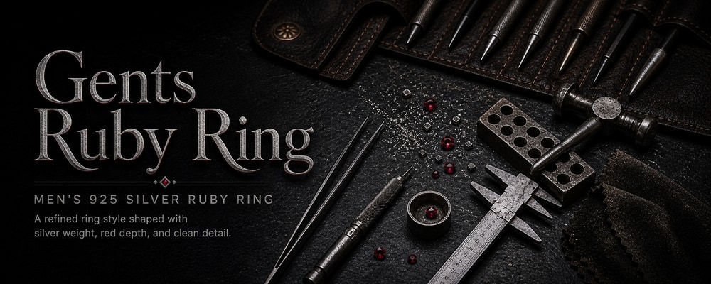 Gents Ruby Ring MENSSKULL silver jewelry making tools banner