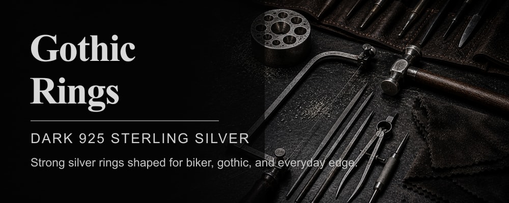 Gothic Rings 925 sterling silver gothic rings dark silversmith tools banner
