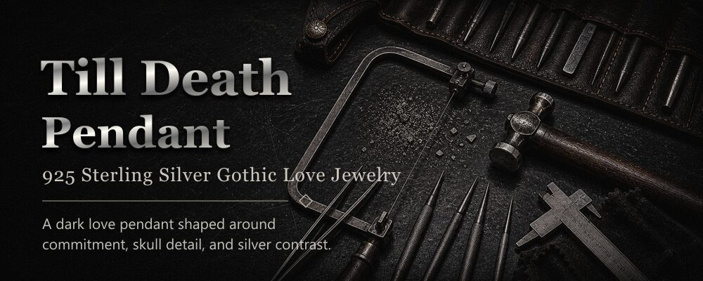 gothic love skull pendant 925 sterling silver silversmith tools workshop banner