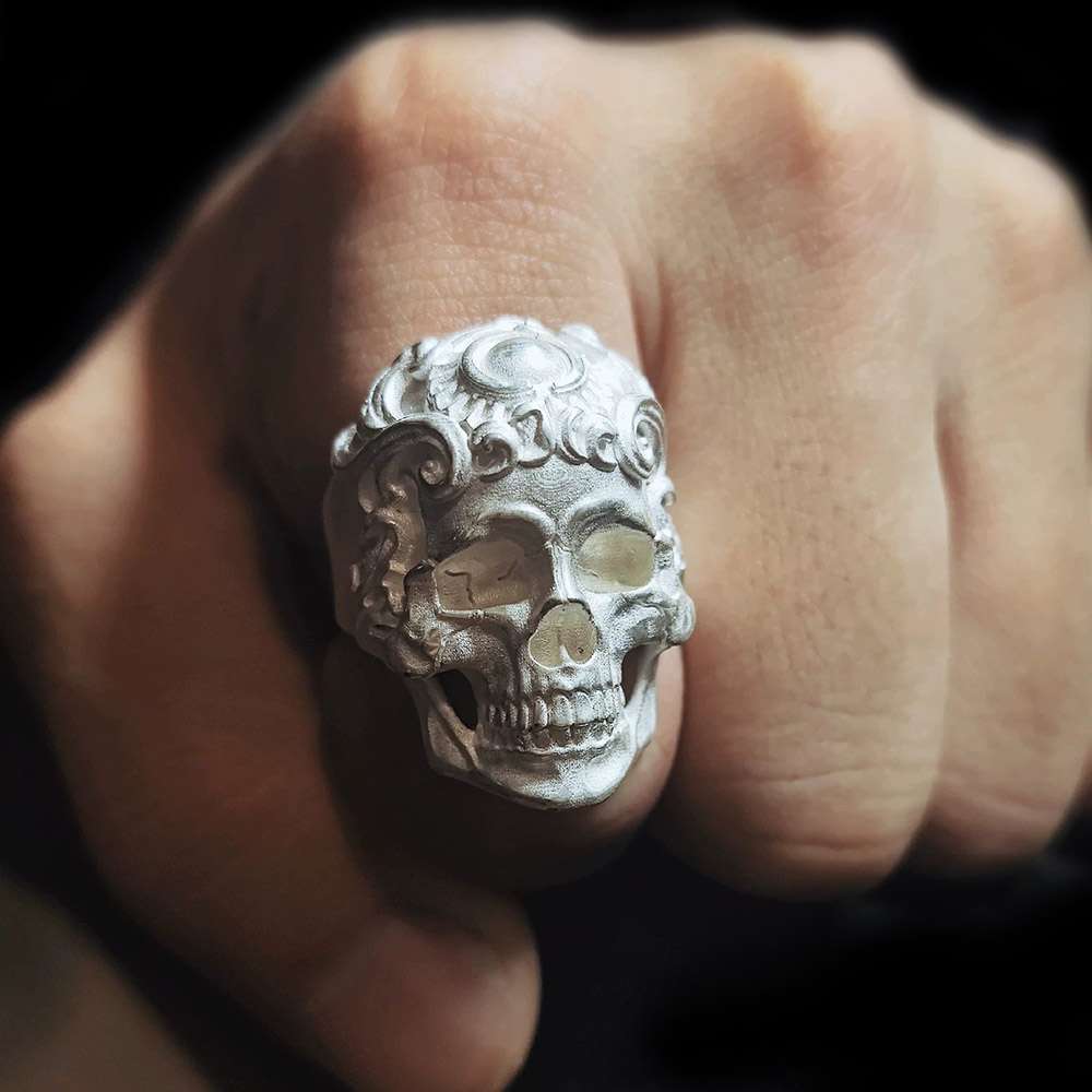 Detailed 925 sterling silver gothic ring for men