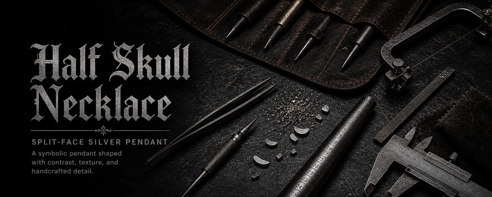 Half Skull Necklace MENSSKULL silver jewelry making tools banner