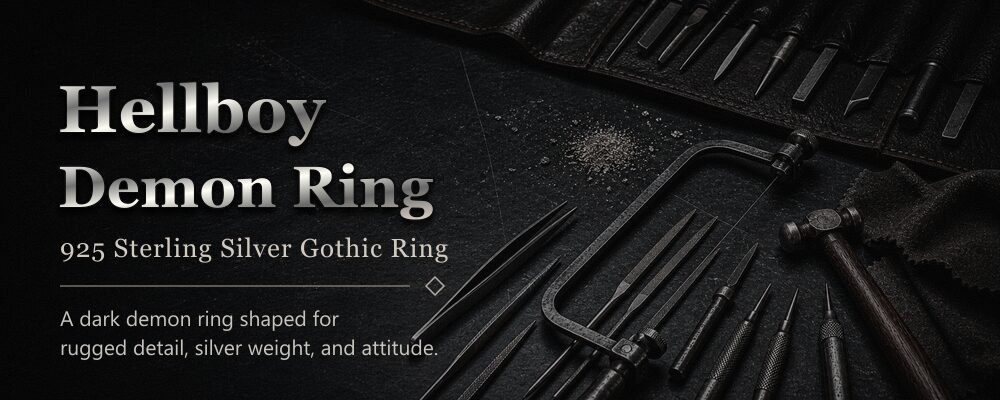 Hellboy rings 925 sterling silver metalsmith tools workshop banner