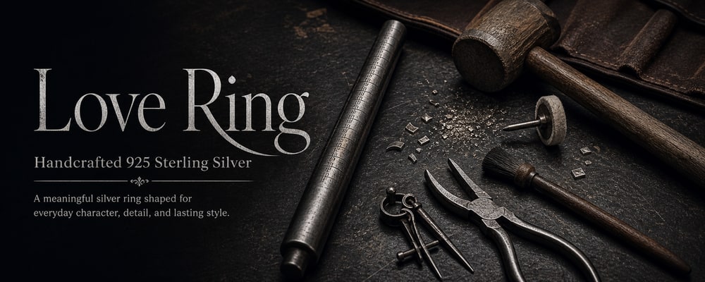 Love Ring 925 sterling silver meaningful ring workshop tools banner
