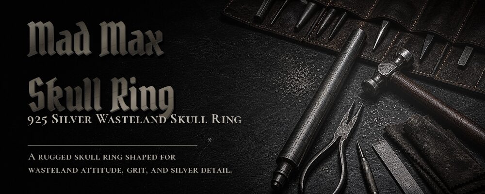 Mad Max skull ring 925 silver as listed metalsmith tools workshop banner
