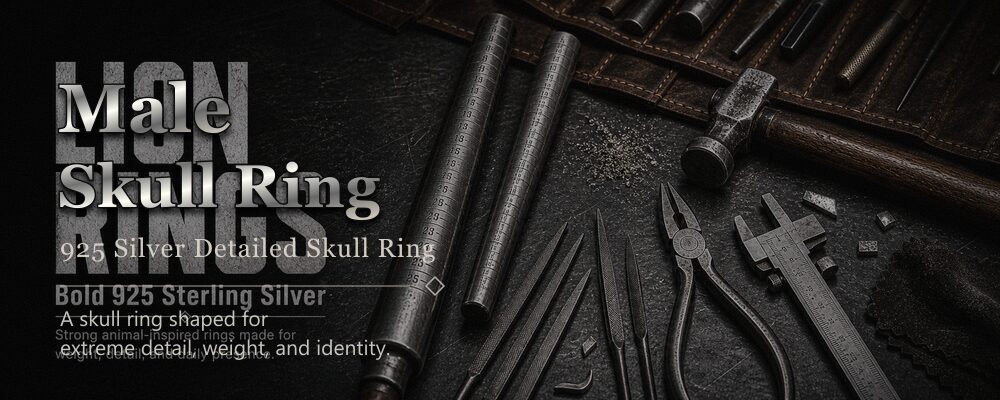 male skull ring 925 sterling silver as listed metalsmith tools workshop banner