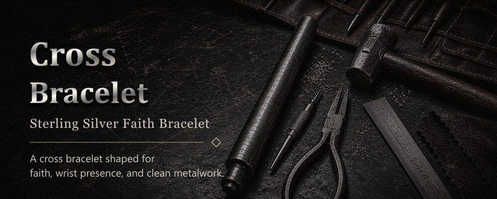 mens cross bracelet sterling silver as listed metalsmith tools workshop banner