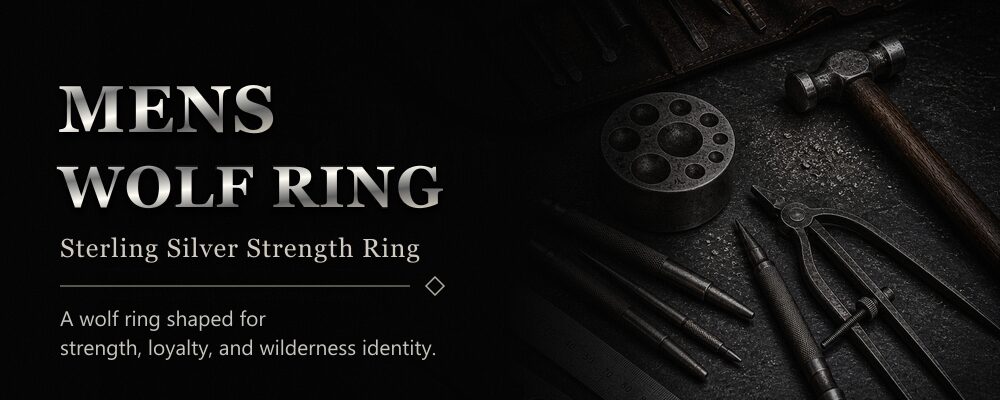 mens wolf ring sterling silver as listed metalsmith tools workshop banner