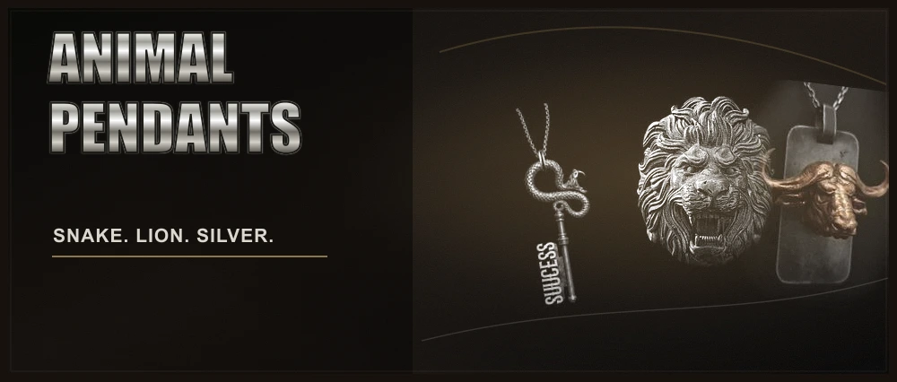 animal pendants for men featured image with MENSSKULL silver pendant products