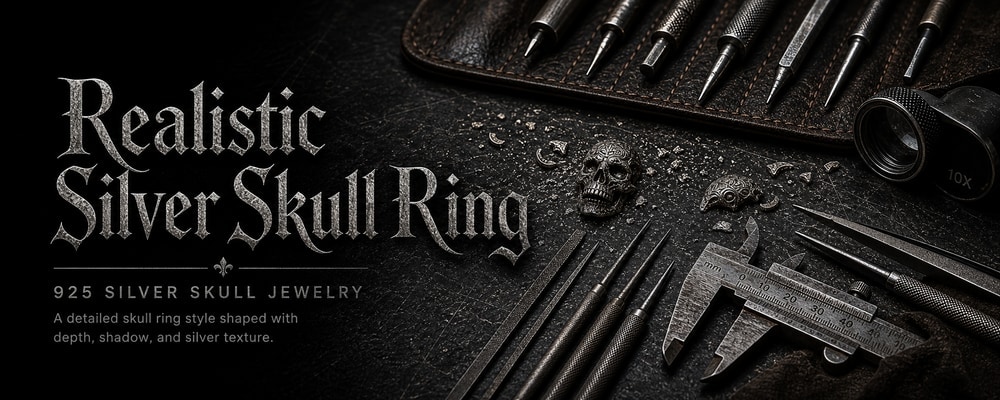 Realistic Silver Skull Ring MENSSKULL silver jewelry making tools banner