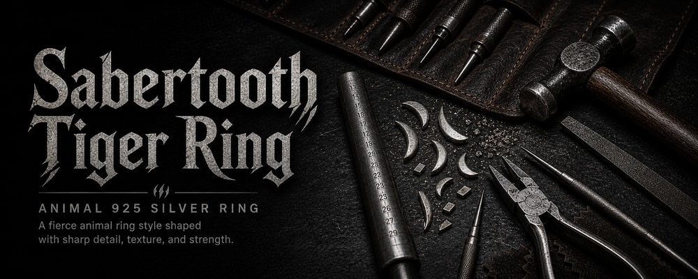Sabertooth Tiger Ring MENSSKULL silver jewelry making tools banner