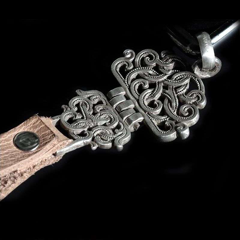 Lucky Pattern Key Buckle Pendant for Men - 925 Silver Necklace - Image 3