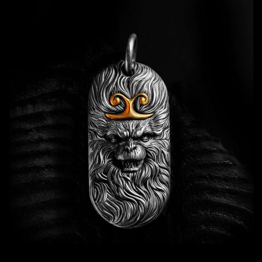 Monkey Necklace – 925 Sterling Silver Animal Pendant - MENSSKULL 925 silver jewelry