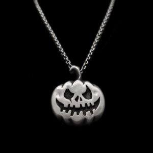 Halloween Pumpkin Ideas Necklace - Pumpkin Skull Pendant in 925 Sterling Silver