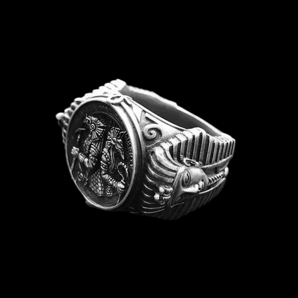 Egyptian Pharaoh Ring - 925 Silver Silver Egyptian Ring - Image 2