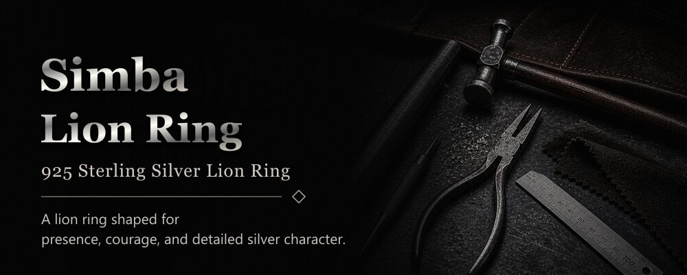 Simba lion ring 925 sterling silver as listed metalsmith tools workshop banner