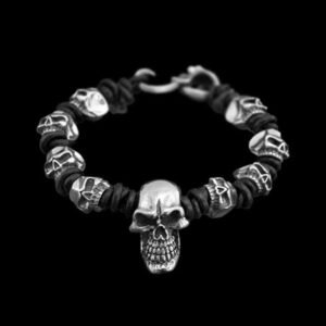 Heavy gothic skull bracelet in 925 sterling silver