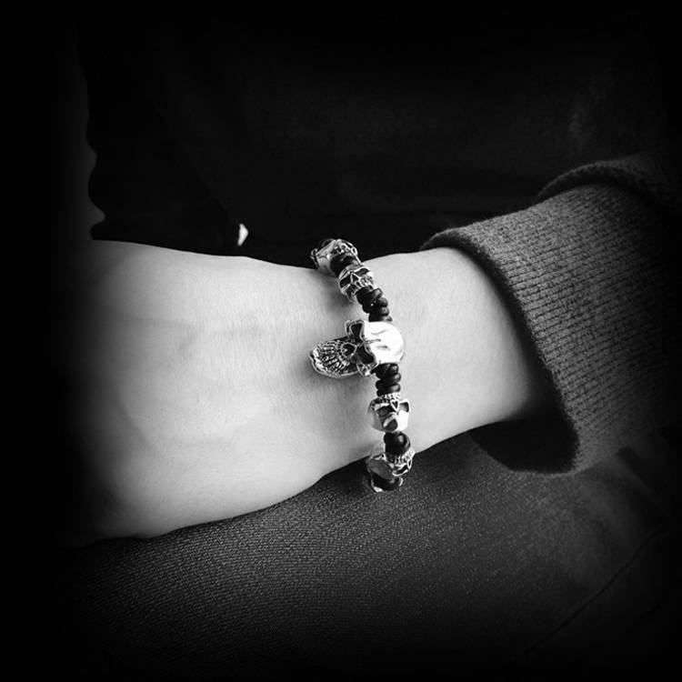 Gothic Skull Bracelet - 925 Silver Bracelet for Men - product gallery image 3