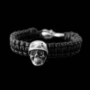 Warrior Skull Woven Bracelet - 925 Silver Soldier Bracelet