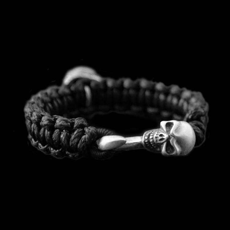 Warrior Skull Woven Bracelet - 925 Silver Soldier Bracelet - Image 2