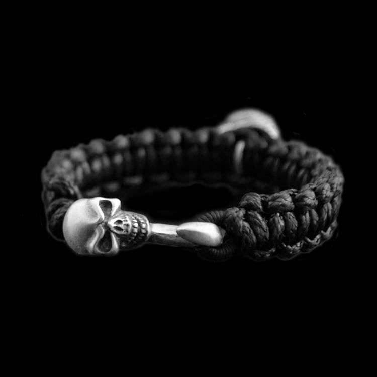 Rock Skull Bracelet - 925 Silver Skull Bracelet - Image 2