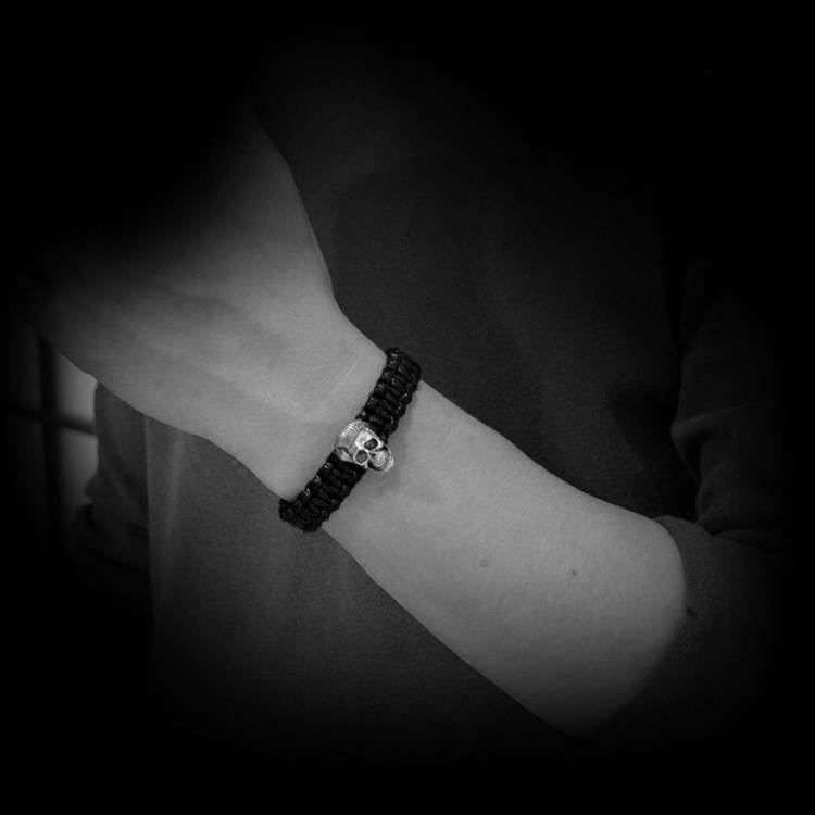 Rock Skull Bracelet - 925 Silver Skull Bracelet - Image 3