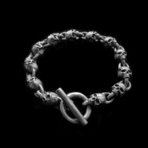 Skull Beads Silver Bracelet - Handmade Skull Bracelet