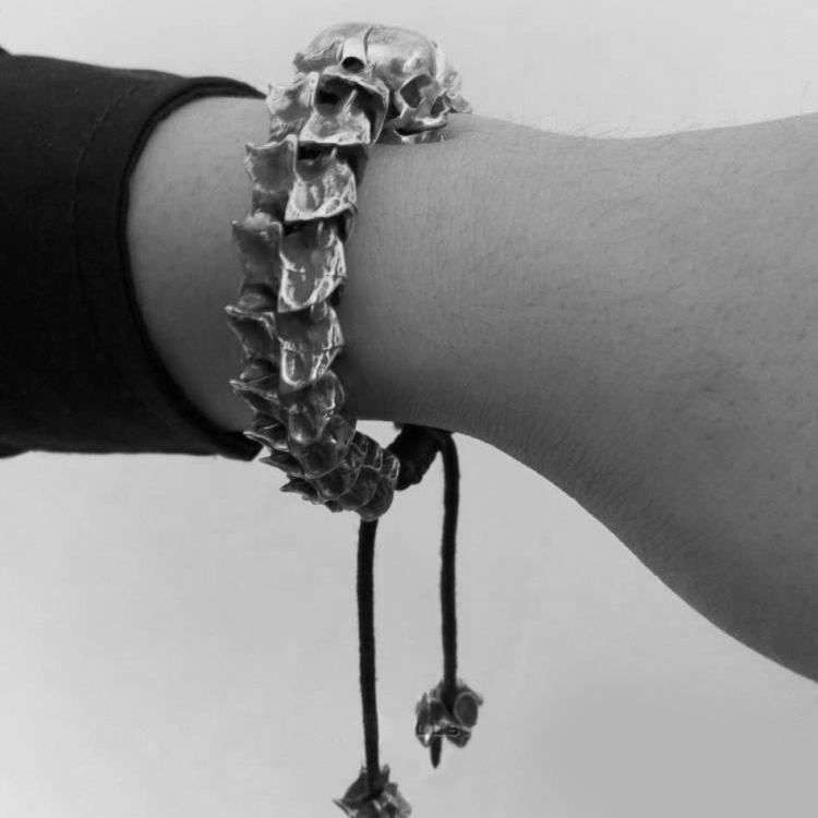 Silver Skull Snake Bracelet - 925 Silver Bracelet for Men - Image 3