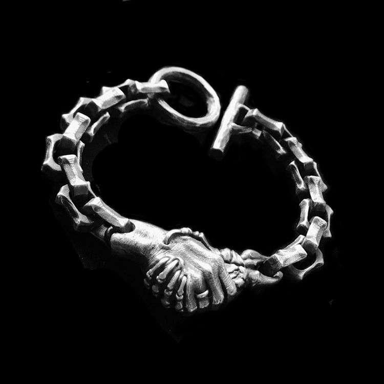 Deal with the Devil Skull Bracelet – 925 Silver Bracelet - MENSSKULL 925 silver jewelry