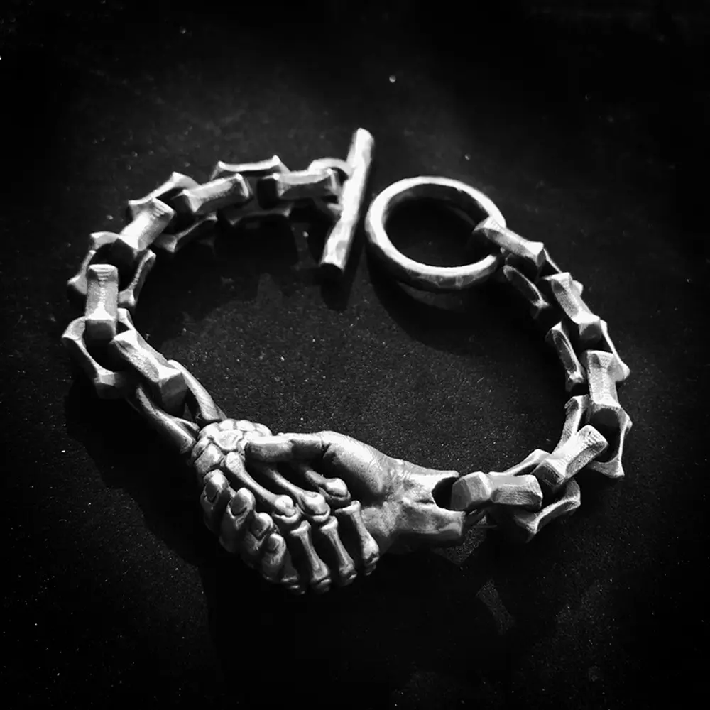 Deal with the Devil Skull Bracelet - 925 Silver Bracelet - Image 3