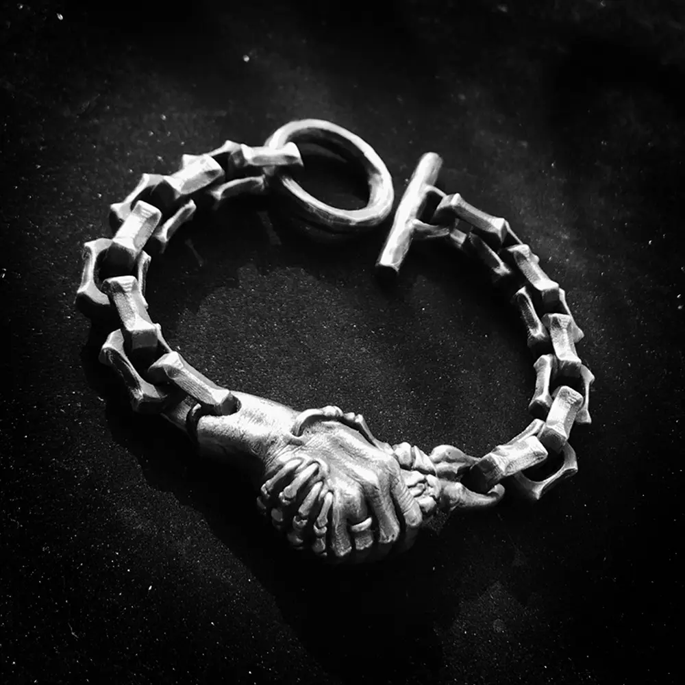 Deal with the Devil Skull Bracelet - 925 Silver Bracelet - Image 4