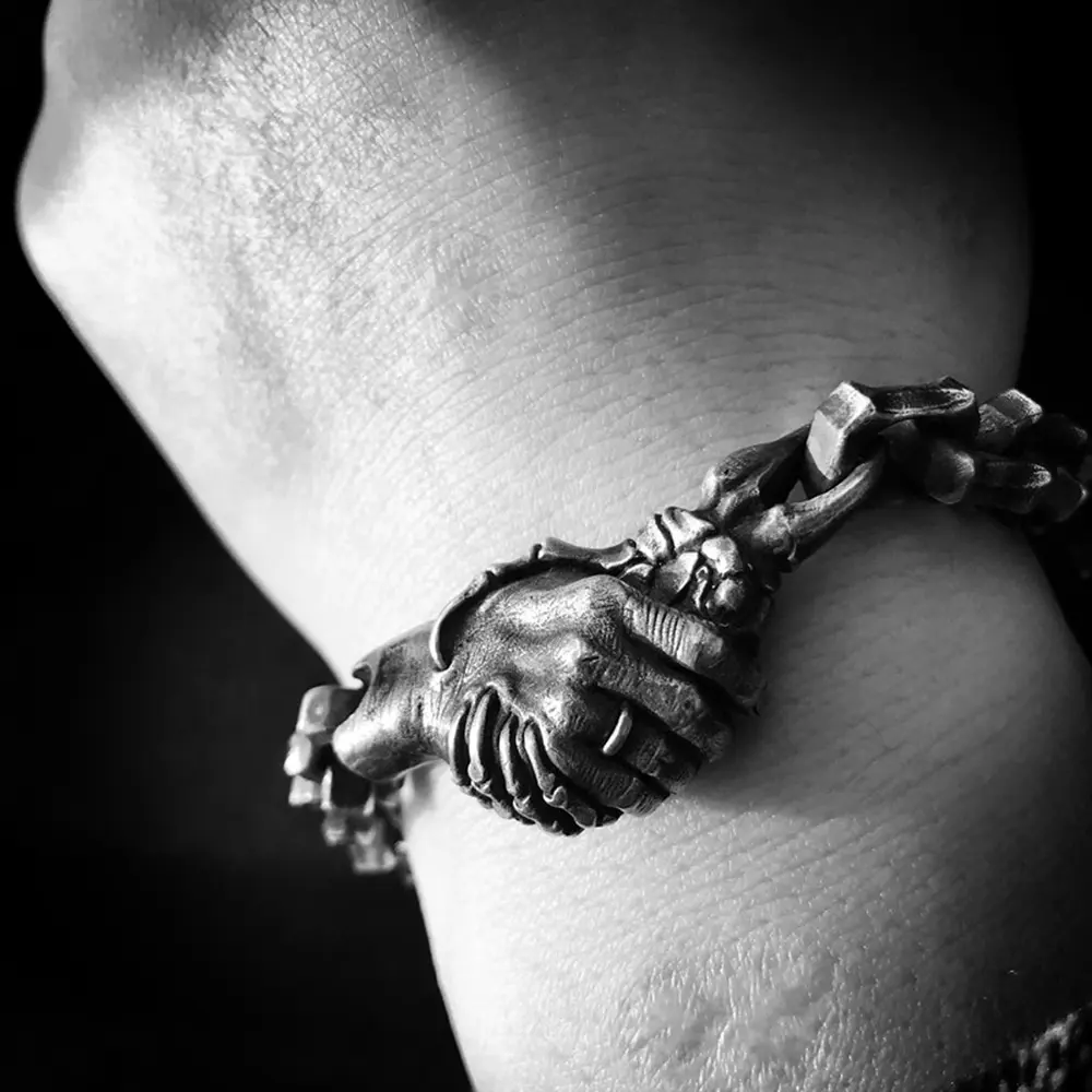 Deal with the Devil Skull Bracelet - 925 Silver Bracelet - Image 6
