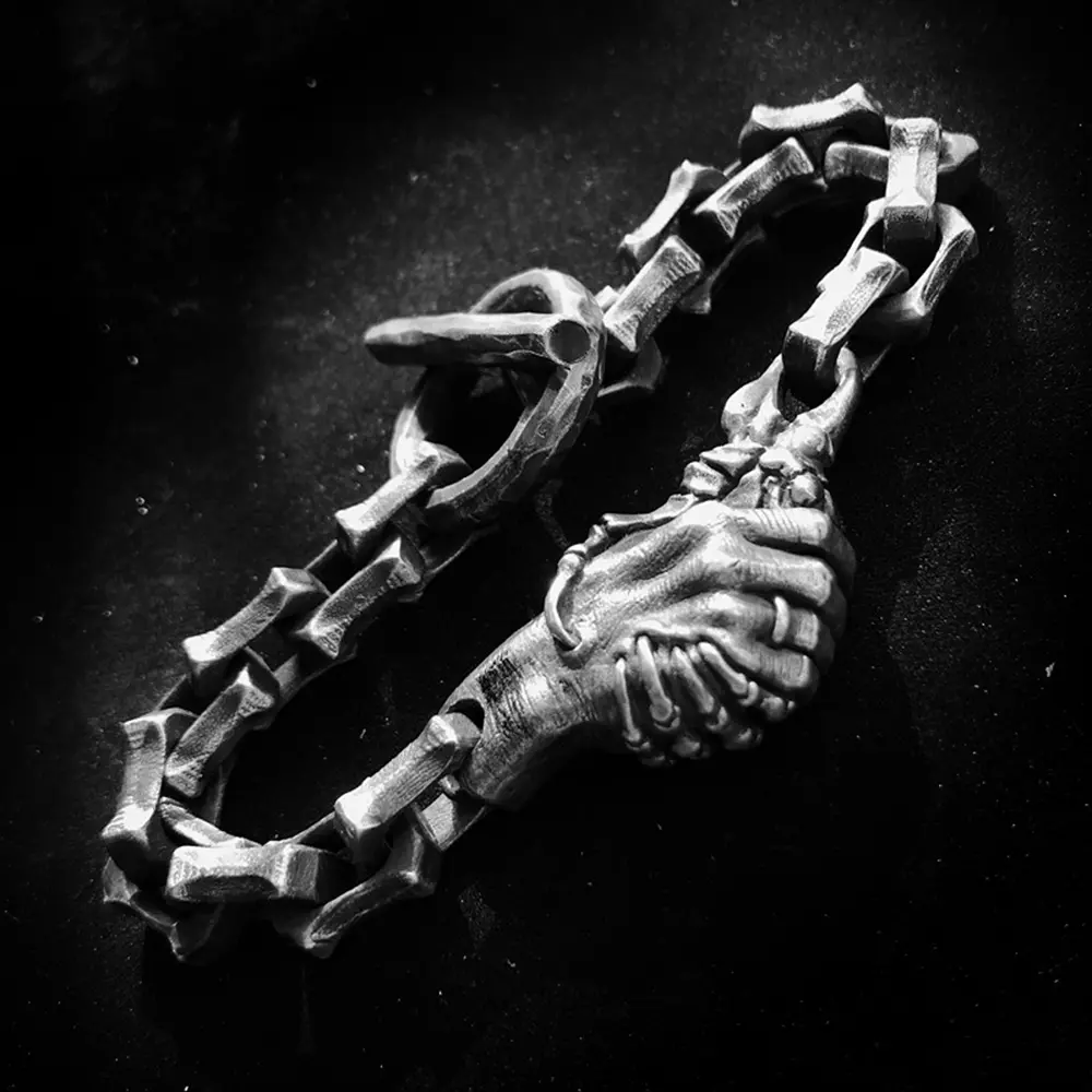 Deal with the Devil Skull Bracelet - 925 Silver Bracelet - Image 2