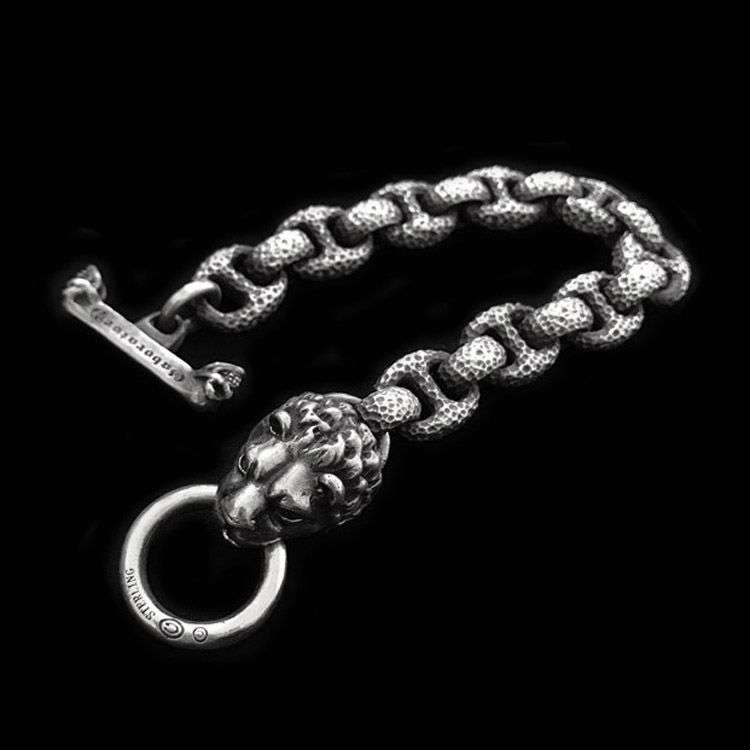 Meteorite Crater Lion Bracelet - 925 Silver Bracelet for Men - Image 2
