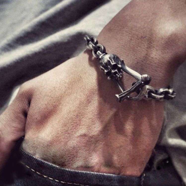 Classic Skull Bracelet - 925 Silver Bracelet for Men - Image 4
