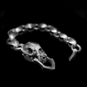 Sabre Wolf Skull Bracelet - 925 Silver Bracelet for Men