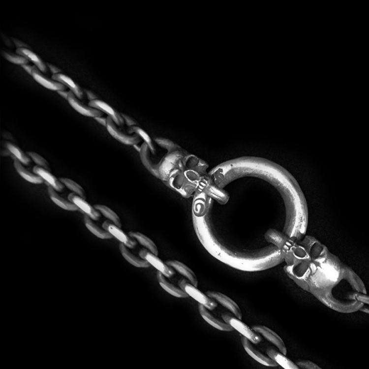 Double Skull Basic Unveiled Unlock Elegance - 925 Silver Necklace for Men - Image 2
