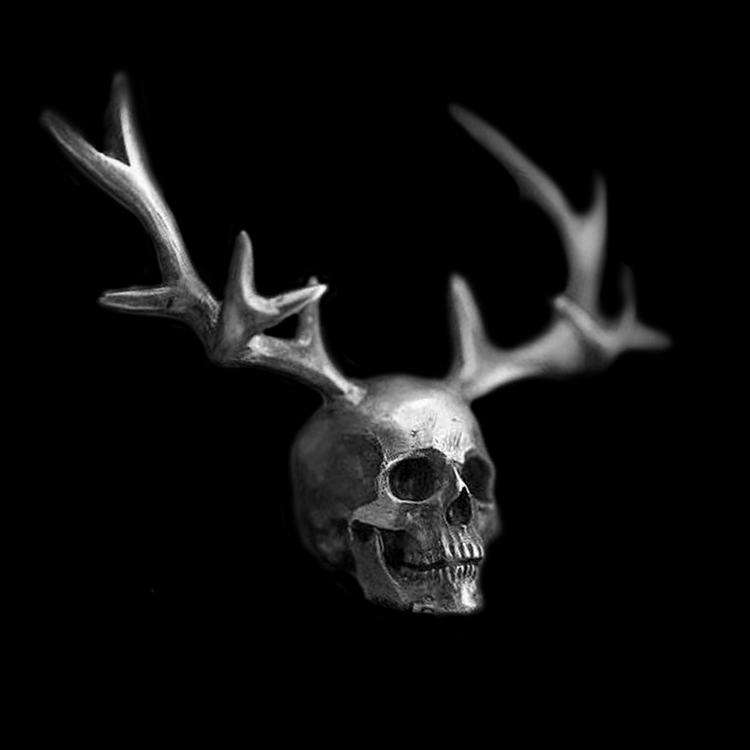 Antler Skull Pendant - 925 Silver Pendant Necklace for Men - Image 4