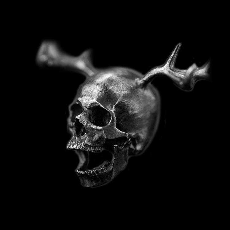 Antler Skull Pendant - 925 Silver Pendant Necklace for Men - Image 2