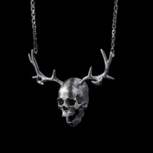 Antler Skull Pendant - 925 Silver Pendant Necklace for Men