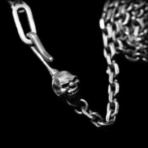 Handmade gothic skull pendant necklace in 925 silver