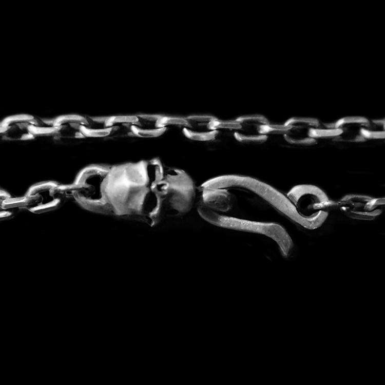 Skull Button - 925 Silver Pendant Necklace for Men - Image 3