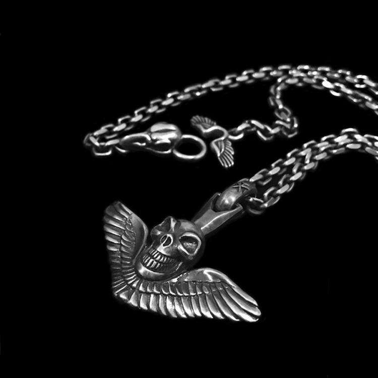 Devil Angel Skull - 925 Silver Pendant Necklace for Men - Image 2