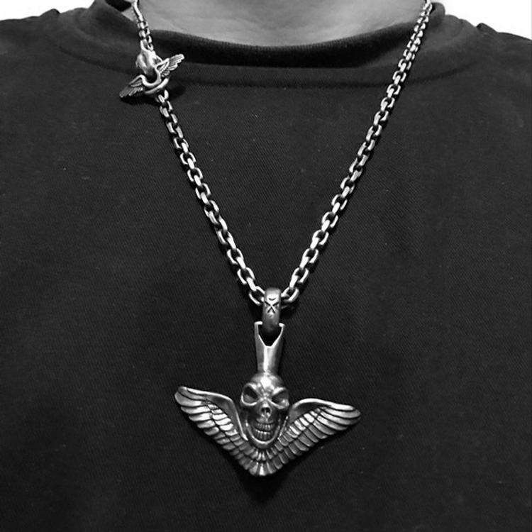 Devil Angel Skull - 925 Silver Pendant Necklace for Men - Image 4