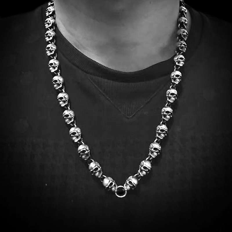 Mens Skull Necklace - 925 Silver Silver Skull Necklace - Image 6