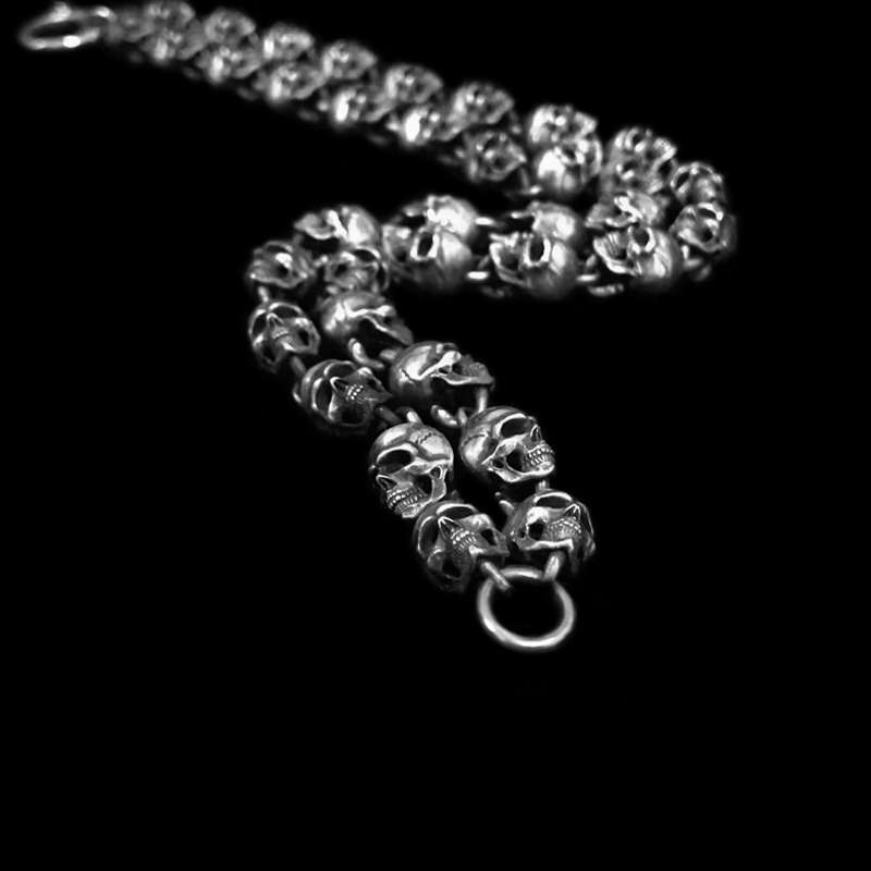 Mens Skull Necklace - 925 Silver Silver Skull Necklace - Image 3